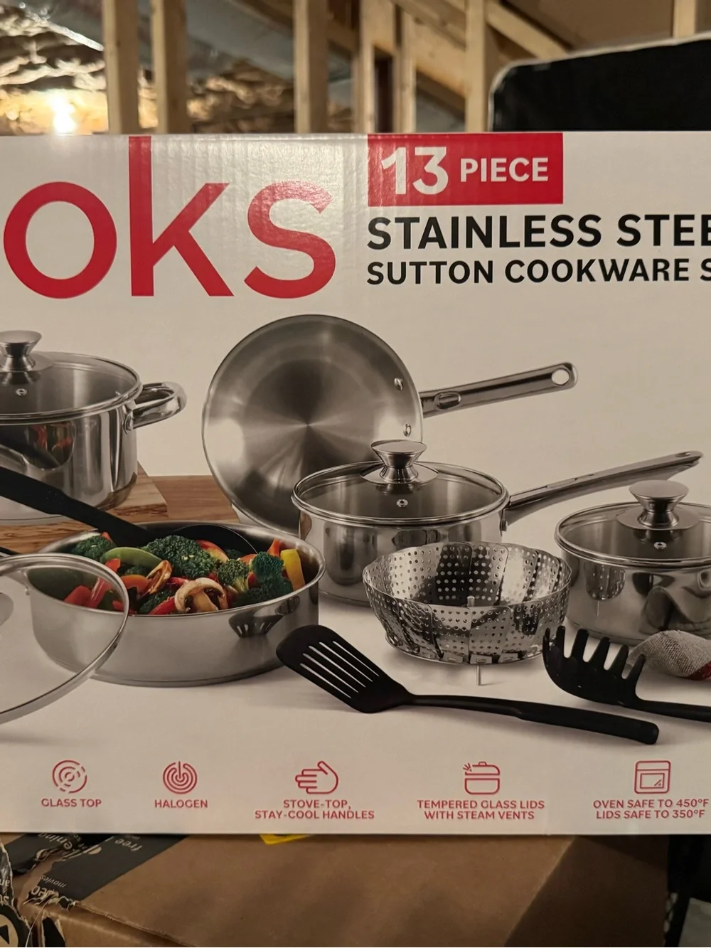 Cooks 13pc Stainless Steel Sutton Cookware Set (new)